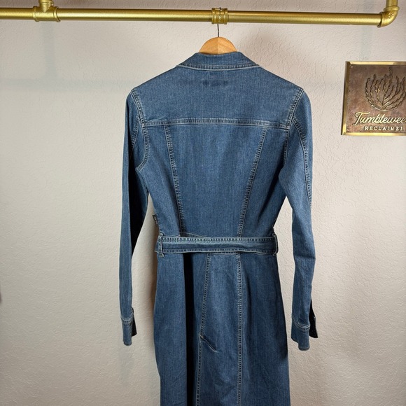 Sergio Valente Mens Denim Long Sleeve Button Front Belted Shirt Dress Blue M - Picture 10 of 10